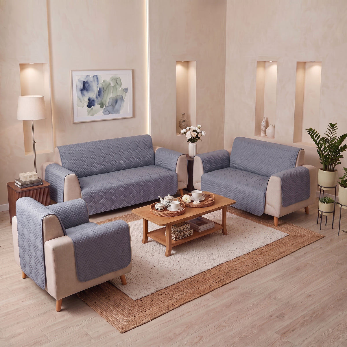 Blue Grey | Ultrasonic Quilted Sofa Cover