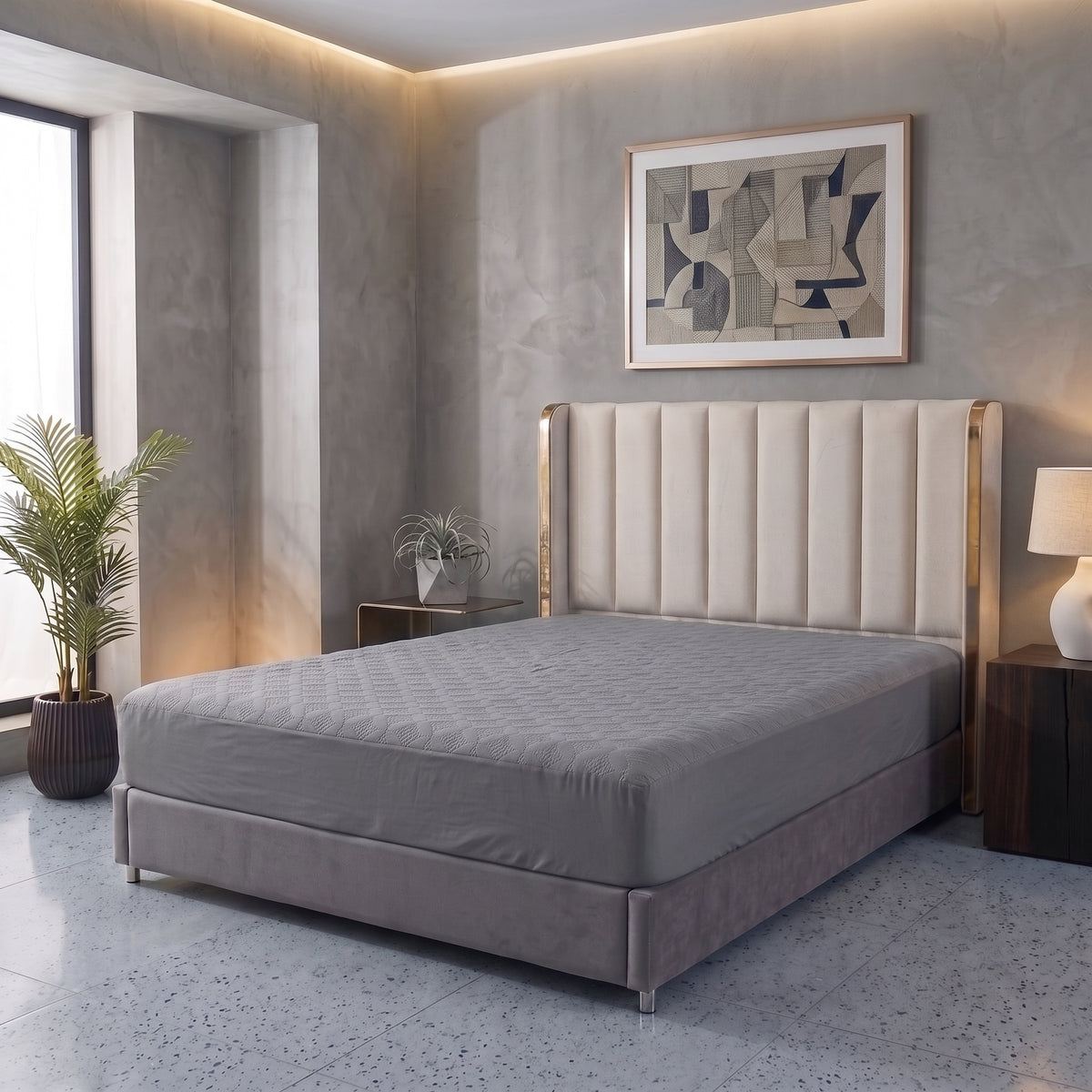 Ash Grey | Ultrasonic Quilted Waterproof Mattress Protector