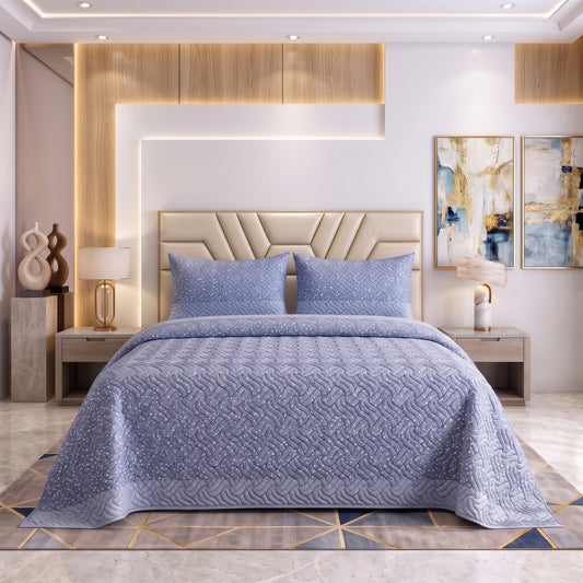 Orchid Contour | Printed Ultrasonic Quilted Bedspread Set | 3 Piece