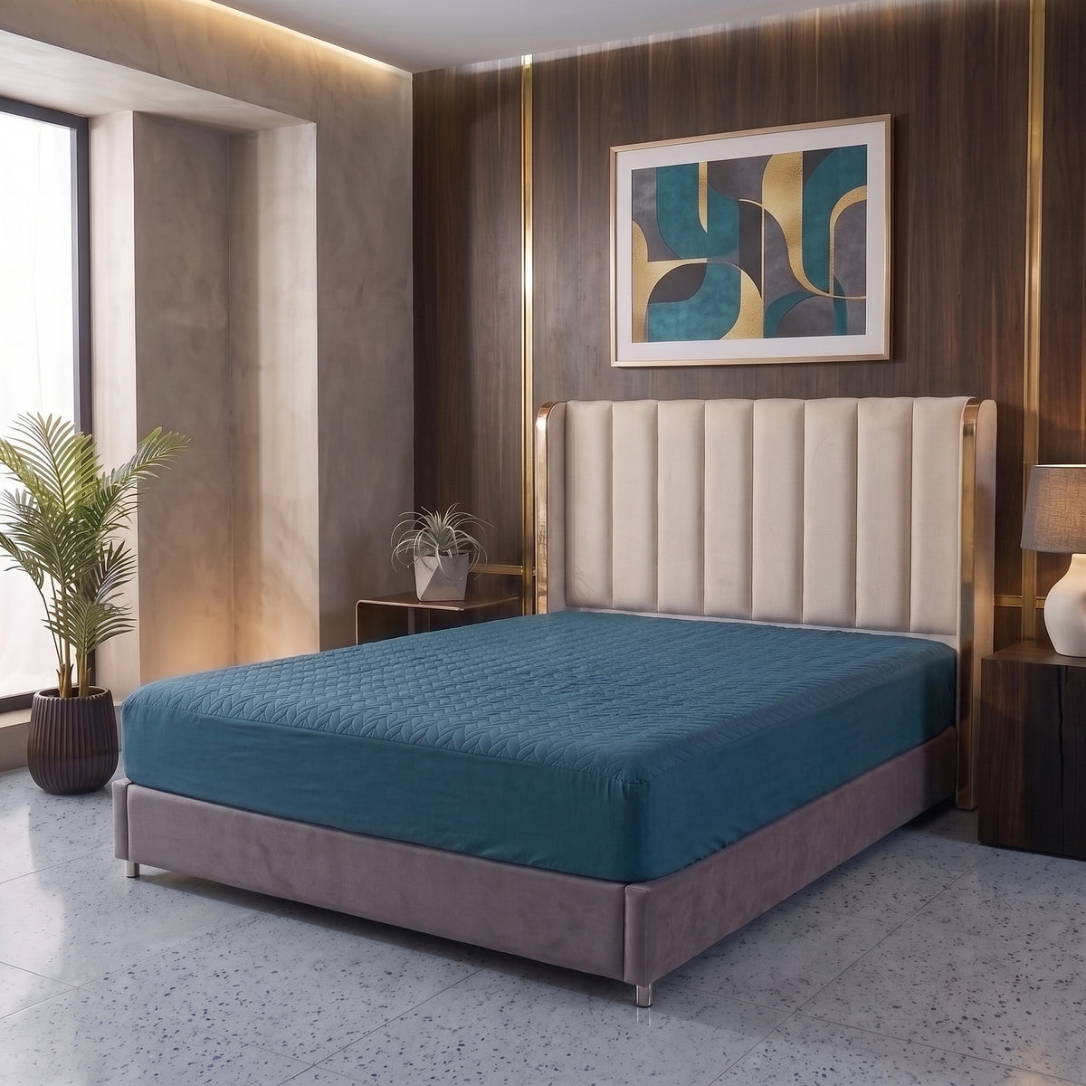Teal Blue | Ultrasonic Quilted Waterproof Mattress Protector