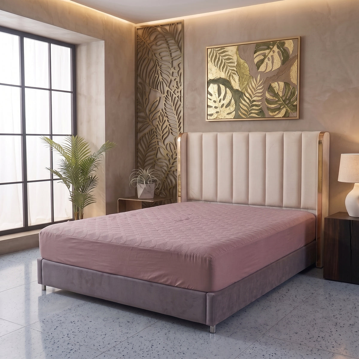 Baby Pink | Ultrasonic Quilted Waterproof Mattress Protector