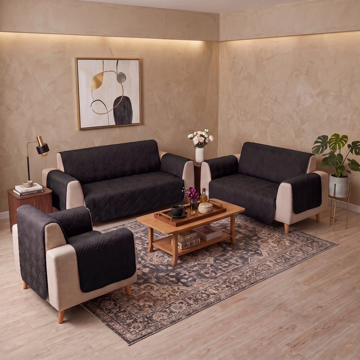 Classic Black | Ultrasonic Quilted Sofa Cover