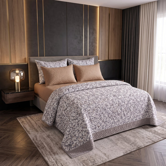 Mix & Match Bundle | 2 Bedspread Sets (3 Piece) | Slate Blossom + Ivory Cream