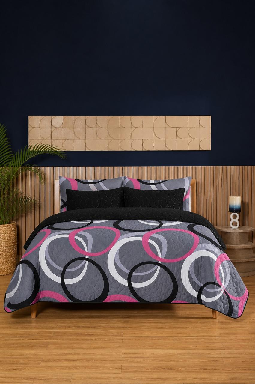 Blush Orbit 6-Piece Printed Bedspread Set