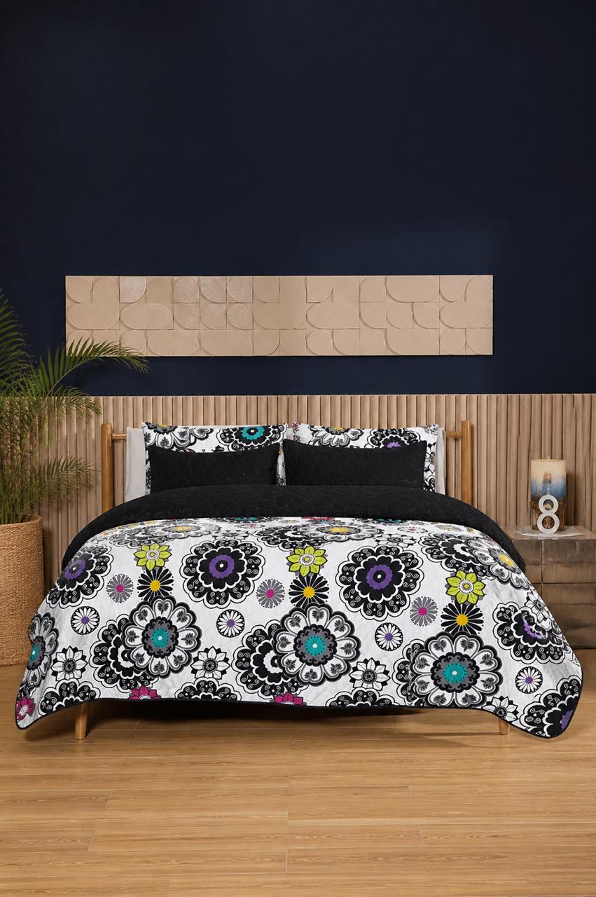 Midnight Bloom 6-Piece Printed Bedspread Set