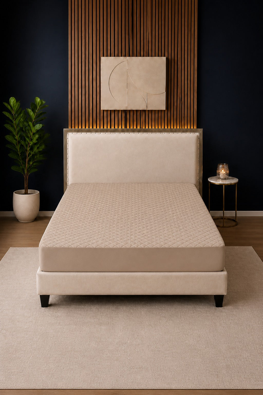 Ivory Cream Ultrasonic Quilted Mattress Protector