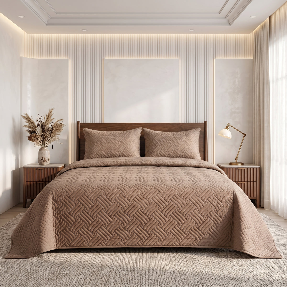 Mix & Match Bundle | 2 Bedspread Sets (3 Piece) | Ruby Red + Ivory Cream