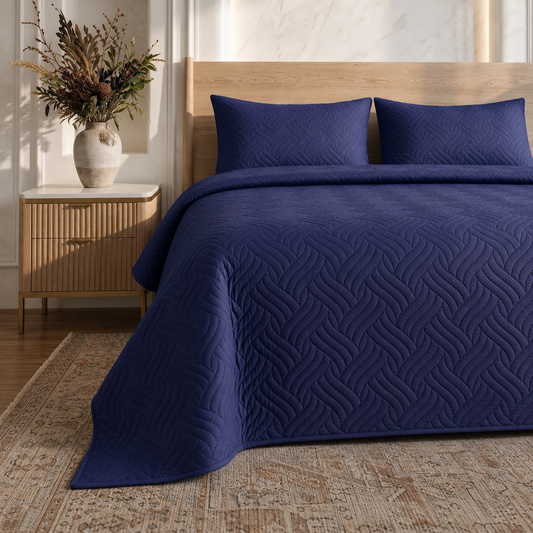 Royal Navy Ultrasonic Quilted 3 Piece Bedspread Set