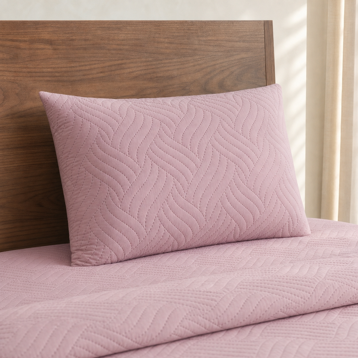 Baby Pink | Ultrasonic Quilted Bedspread Set | 3 Piece
