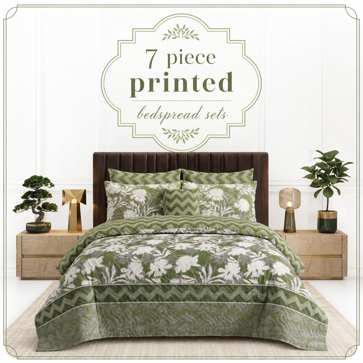 7 Piece Printed Bedspread Sets