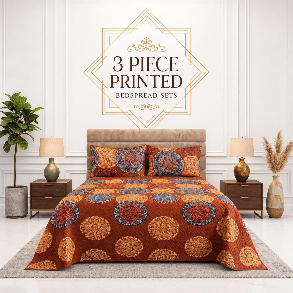 3 Piece Printed Bedspread Sets