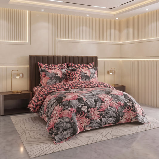 Coral Prism | Printed Ultrasonic Quilted Bedspread Set | 7 Piece