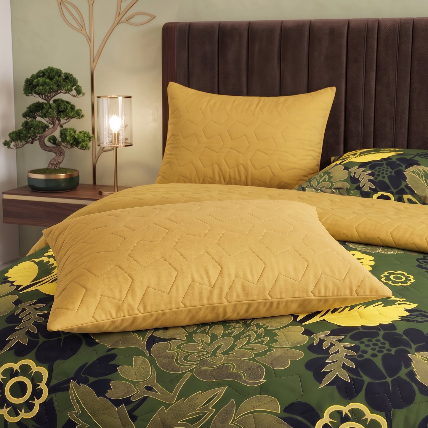 Sunlit Meadow | Printed Ultrasonic Quilted Bedspread Set | 6 Piece