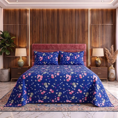 Mix & Match Bundle | 2 Bedspread Sets (3 Piece) | Cobalt Gardenia + Baby Pink
