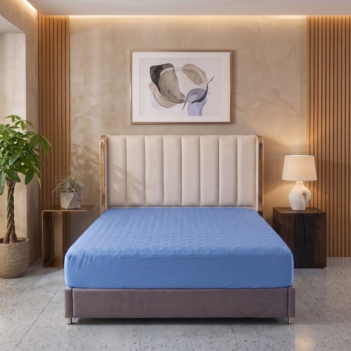 Sky Blue | Ultrasonic Quilted Waterproof Mattress Protector