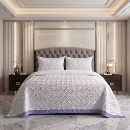 Lilac Horizon | Printed Ultrasonic Quilted Bedspread Set | 3 Piece