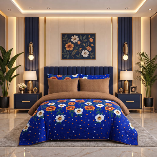 Royal Marigold | Printed Ultrasonic Quilted Bedspread Set | 6 Piece