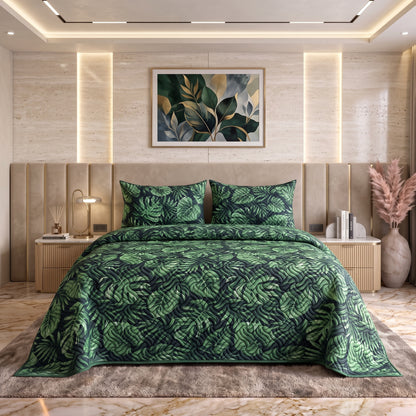 Lush Laurel | Printed Ultrasonic Quilted Bedspread Set | 3 Piece