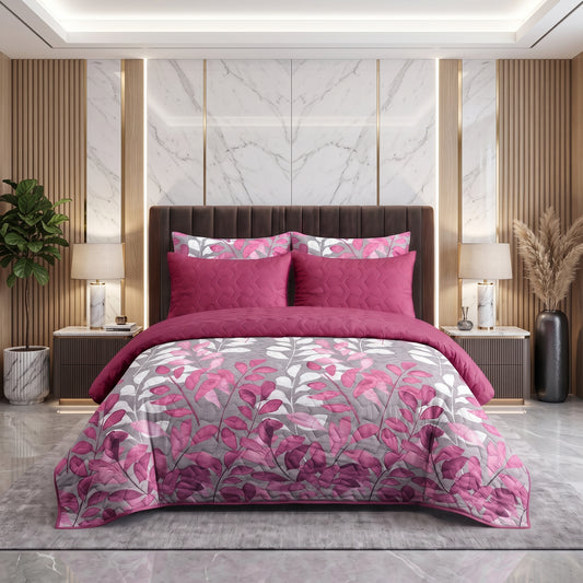 Berry Canopy | Printed Ultrasonic Quilted Bedspread Set | 6 Piece
