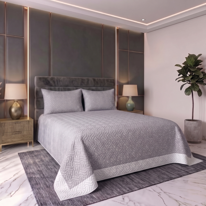 Slate Contour | Printed Ultrasonic Quilted Bedspread Set | 3 Piece