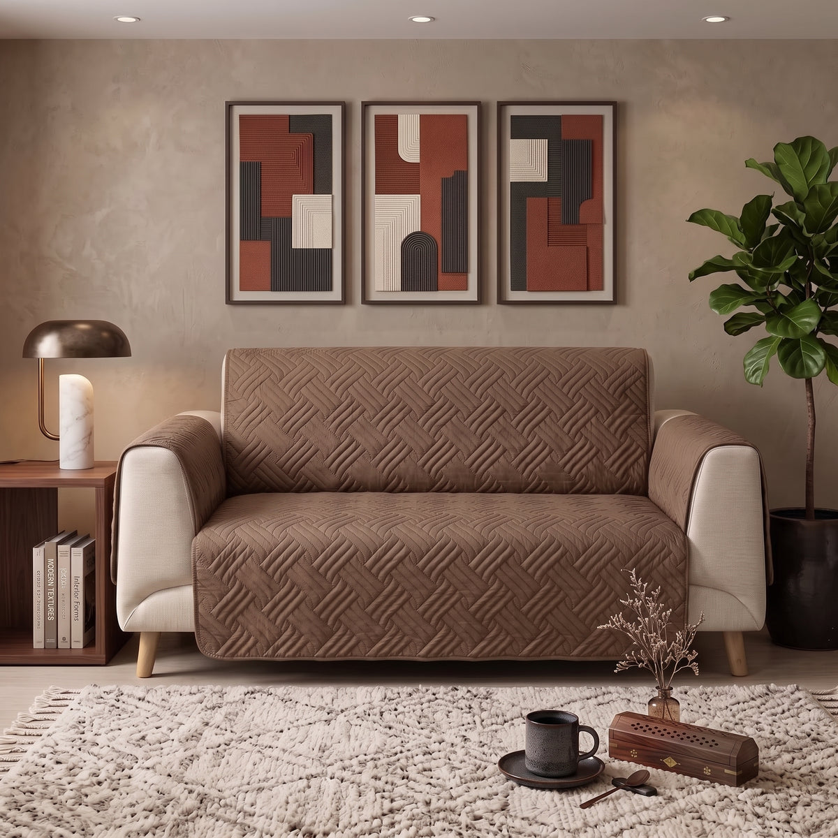Soft Brown | Ultrasonic Quilted Sofa Cover