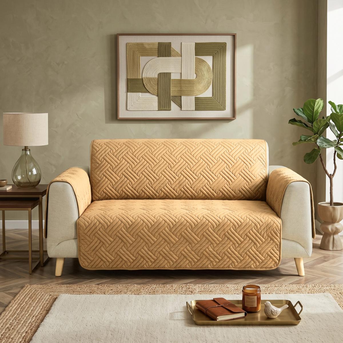 Sand Beige | Ultrasonic Quilted Sofa Cover