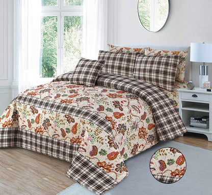 Autumn Jacobean | Printed Ultrasonic Quilted Bedspread Set | 7 Piece