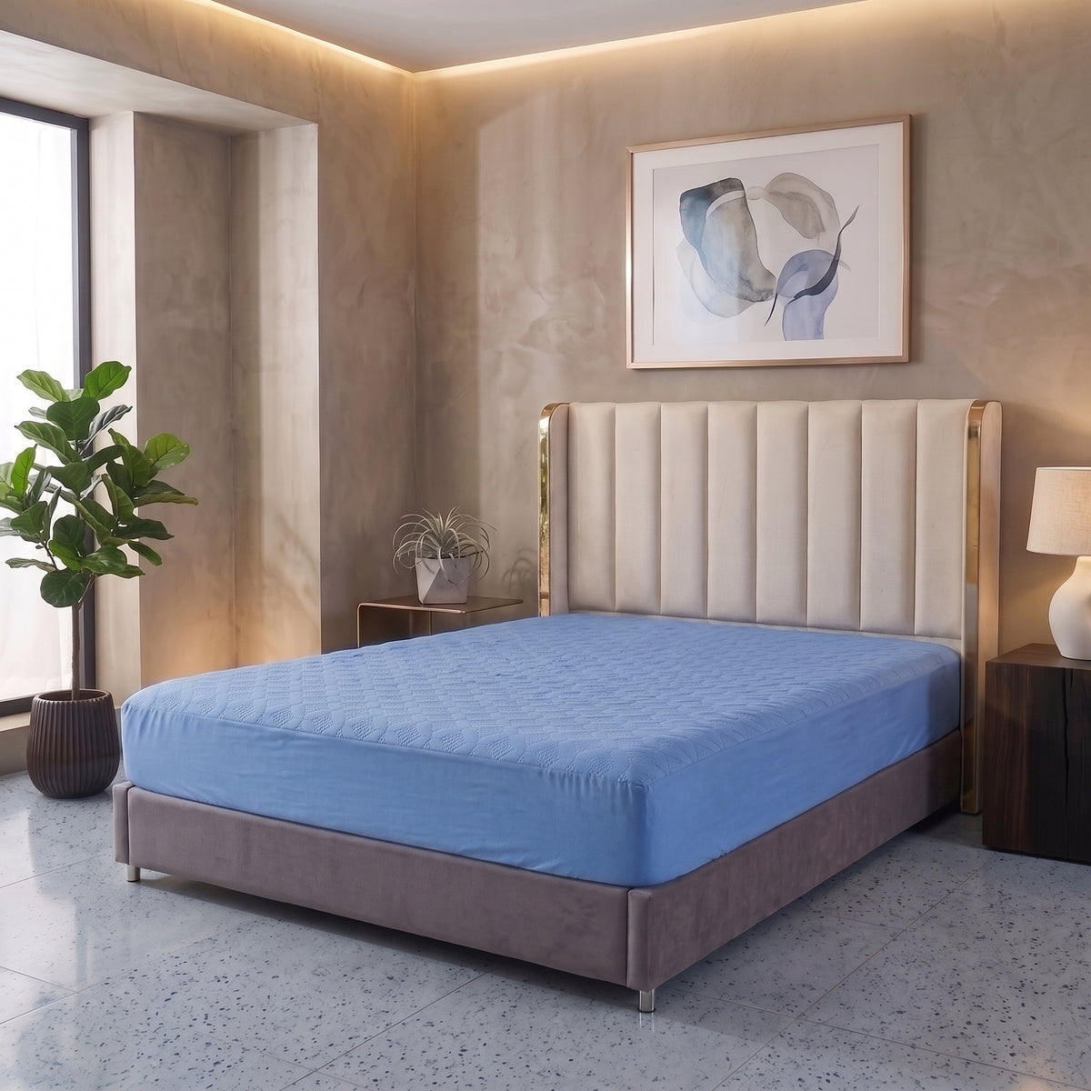 Sky Blue | Ultrasonic Quilted Waterproof Mattress Protector