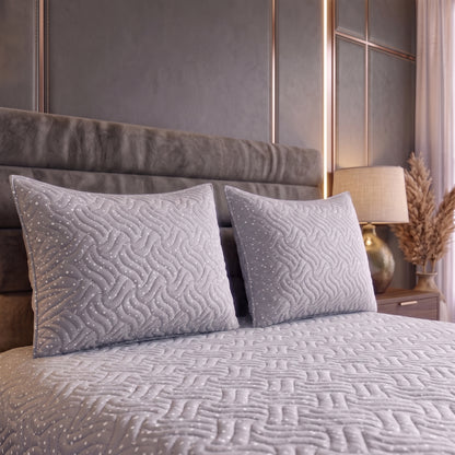 Slate Contour | Printed Ultrasonic Quilted Bedspread Set | 3 Piece
