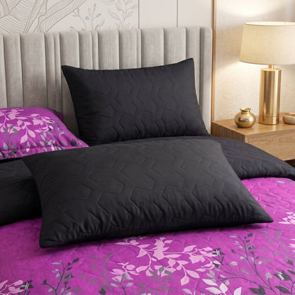 Magenta Breeze | Printed Ultrasonic Quilted Bedspread Set | 6 Piece