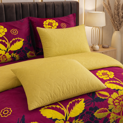 Floral Majesty | Printed Ultrasonic Quilted Bedspread Set | 6 Piece
