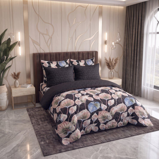 Shadow Lily | Printed Ultrasonic Quilted Bedspread Set | 6 Piece