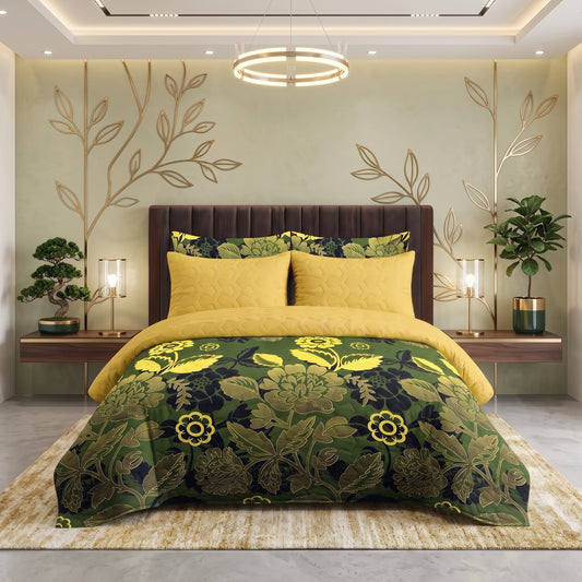 Sunlit Meadow | Printed Ultrasonic Quilted Bedspread Set | 6 Piece