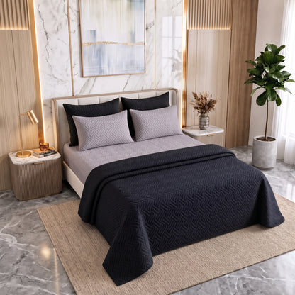 Mix & Match Bundle | 2 Bedspread Sets (3 Piece) | Classic Black + Ash Grey