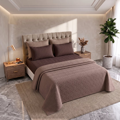 Mix & Match Bundle | 2 Bedspread Sets (3 Piece) | Soft Brown + Ivory Cream