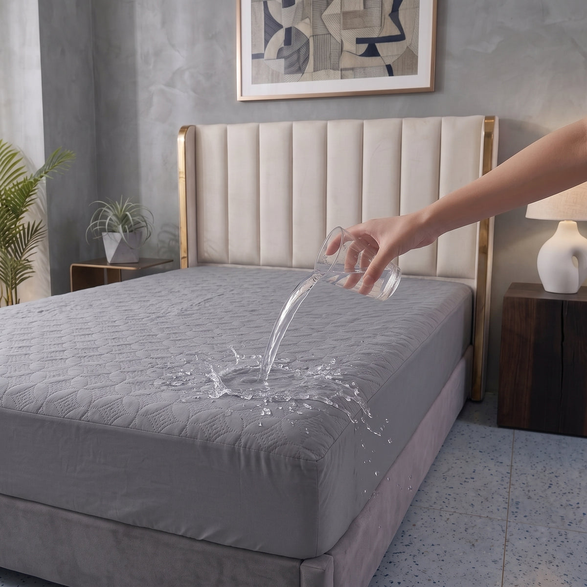 Ash Grey | Ultrasonic Quilted Waterproof Mattress Protector