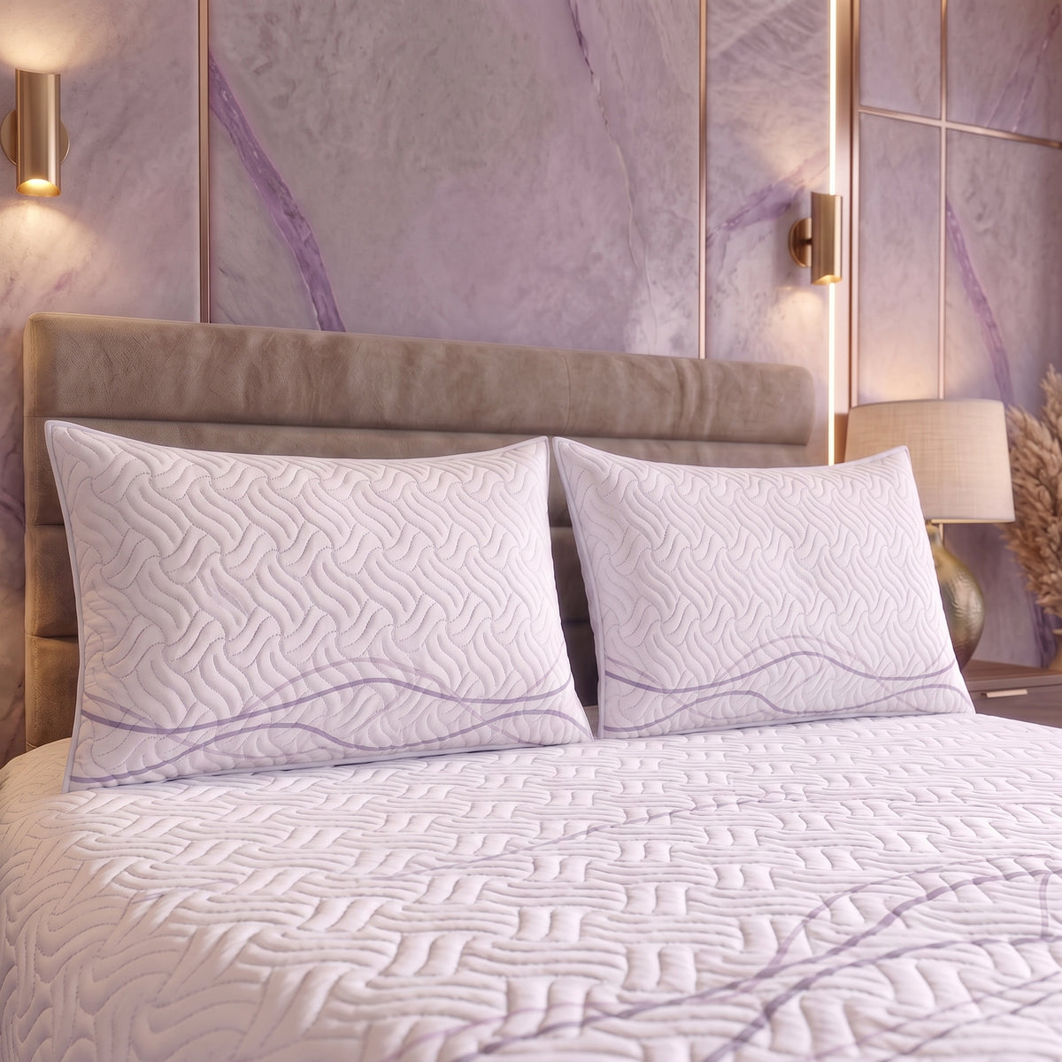Lavender Frost | Printed Ultrasonic Quilted Bedspread Set | 3 Piece