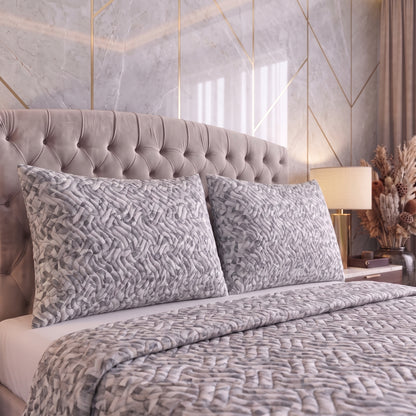 Slate Blossom | Printed Ultrasonic Quilted Bedspread Set | 3 Piece