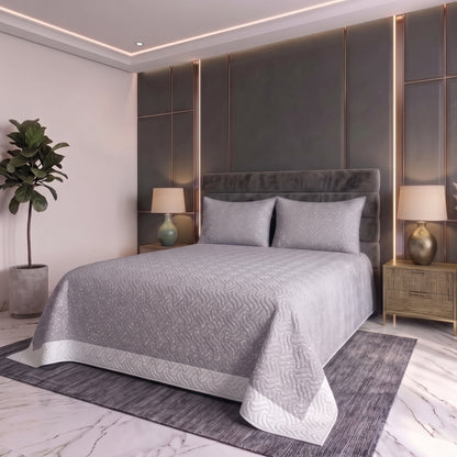 Slate Contour | Printed Ultrasonic Quilted Bedspread Set | 3 Piece
