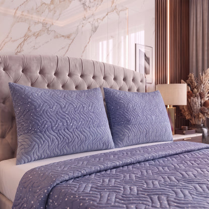 Orchid Contour | Printed Ultrasonic Quilted Bedspread Set | 3 Piece