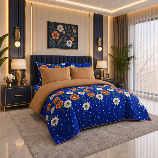 Royal Marigold | Printed Ultrasonic Quilted Bedspread Set | 6 Piece