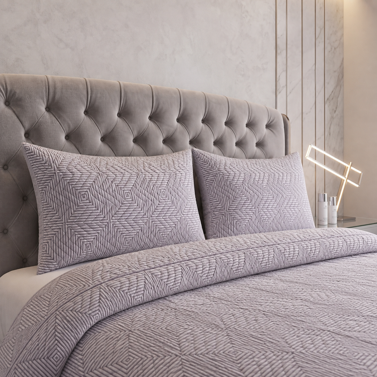 Pastel Prism | Printed Ultrasonic Quilted Bedspread Set | 3 Piece