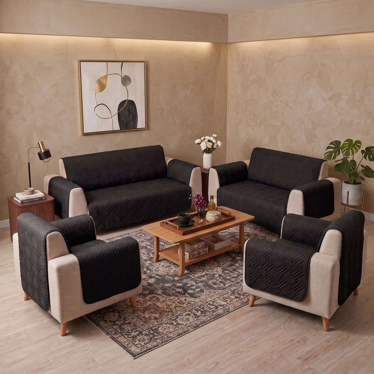 Classic Black | Ultrasonic Quilted Sofa Cover