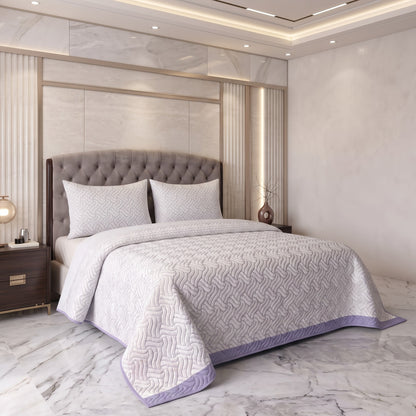 Lilac Horizon | Printed Ultrasonic Quilted Bedspread Set | 3 Piece