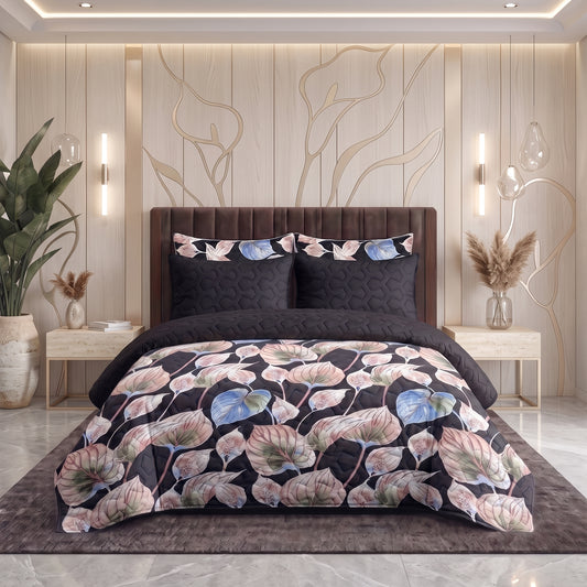 Shadow Lily | Printed Ultrasonic Quilted Bedspread Set | 6 Piece