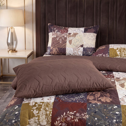 Tiled Espresso | Printed Ultrasonic Quilted Bedspread Set | 6 Piece