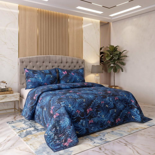 Butterfly Party | Printed Ultrasonic Quilted Bedspread Set | 3 Piece