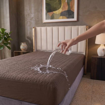 Soft Brown | Ultrasonic Quilted Waterproof Mattress Protector