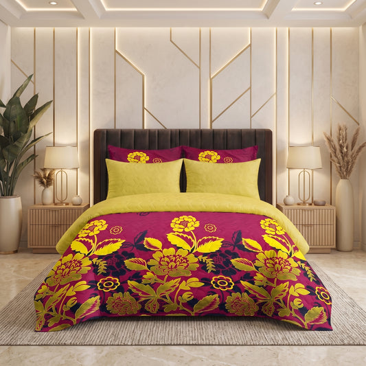 Floral Majesty | Printed Ultrasonic Quilted Bedspread Set | 6 Piece