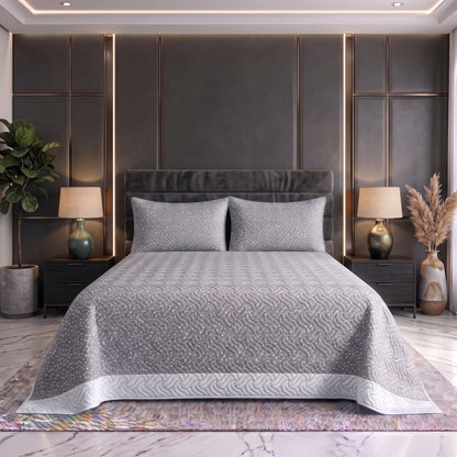 Slate Contour | Printed Ultrasonic Quilted Bedspread Set | 3 Piece
